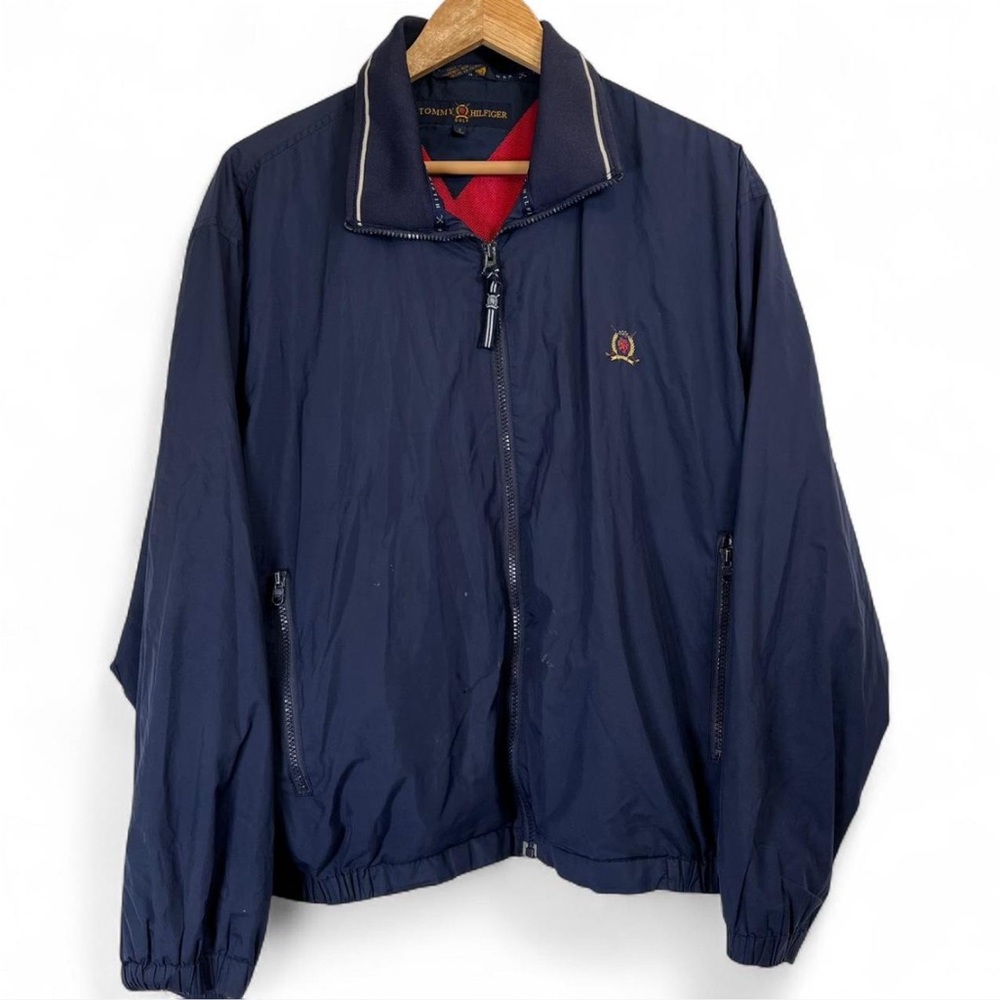 VTG Tommy Hilfiger‎ Golf Jacket Mens S Navy Blue Bomber 90s Streetwear Y2K